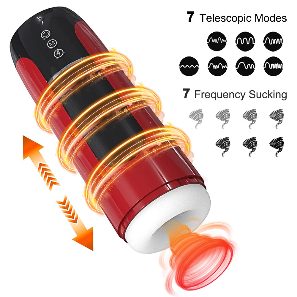 Masturbador masculino automático con ventosa y telescópico ThrustMax