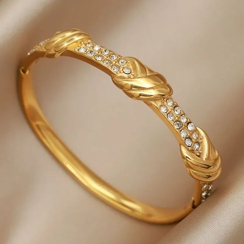Brazalete de cristal de acero inoxidable EternaKnot