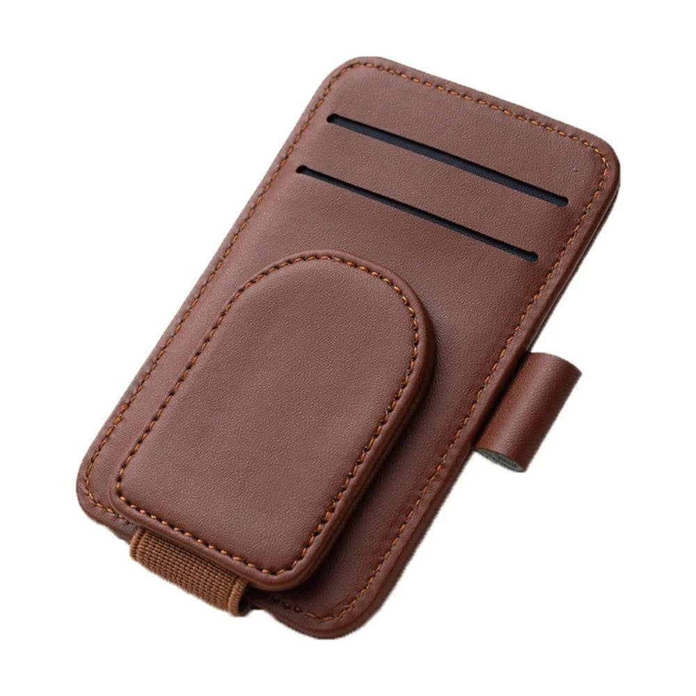 LuxClip™ – Multifunctional Leather Sun Visor Glasses & Ticket Holder