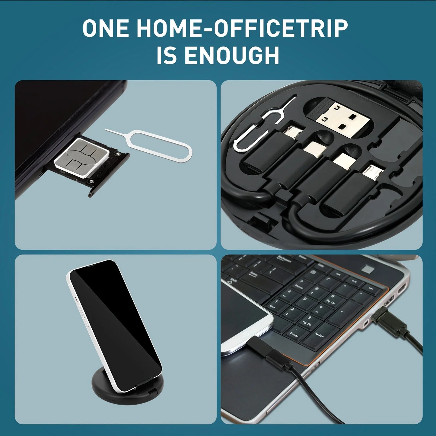 FlexiCharge™ – 6-in-1 Multi USB Adapter & Charging Cable Kit (60W)