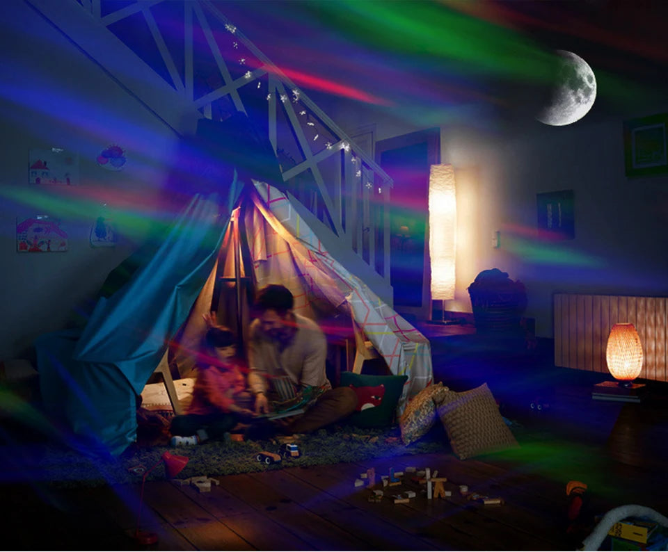 AuroraGlow Pro – Proyector de auroras boreales con luna y estrellas