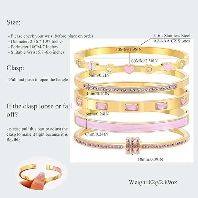 💖 LoveLayers – Conjunto de brazaletes apilables de corazón dorado 💖