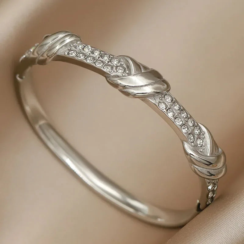 Brazalete de cristal de acero inoxidable EternaKnot