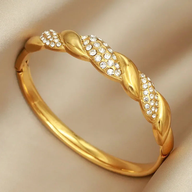 Brazalete de cristal de acero inoxidable EternaKnot