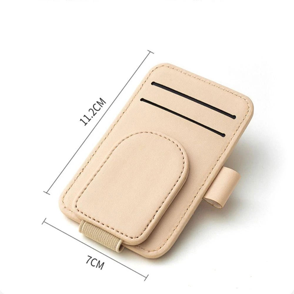 LuxClip™ – Multifunctional Leather Sun Visor Glasses & Ticket Holder