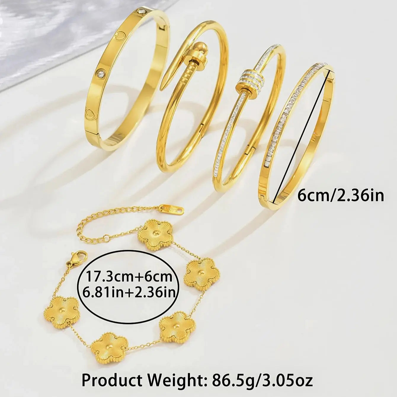 🍀 CloverGlow – Pulsera de la suerte con cuatro hojas doradas 🍀