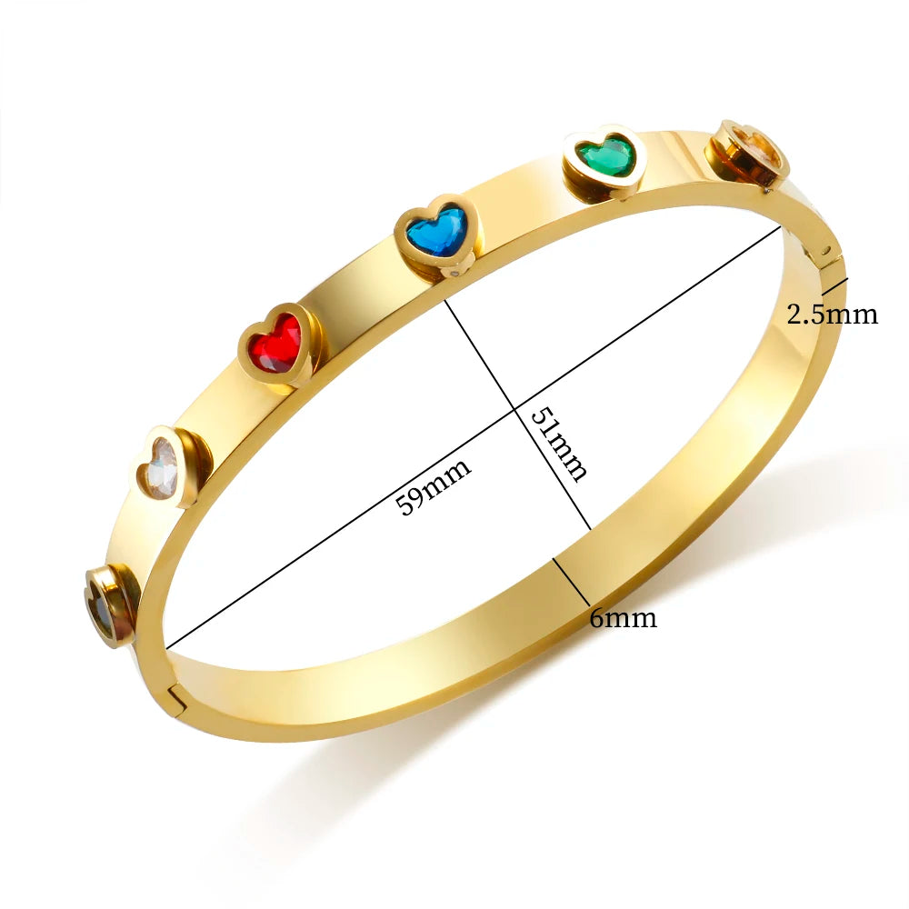 Pulsera de corazón de circonitas de colores: un brillo que habla de amor.