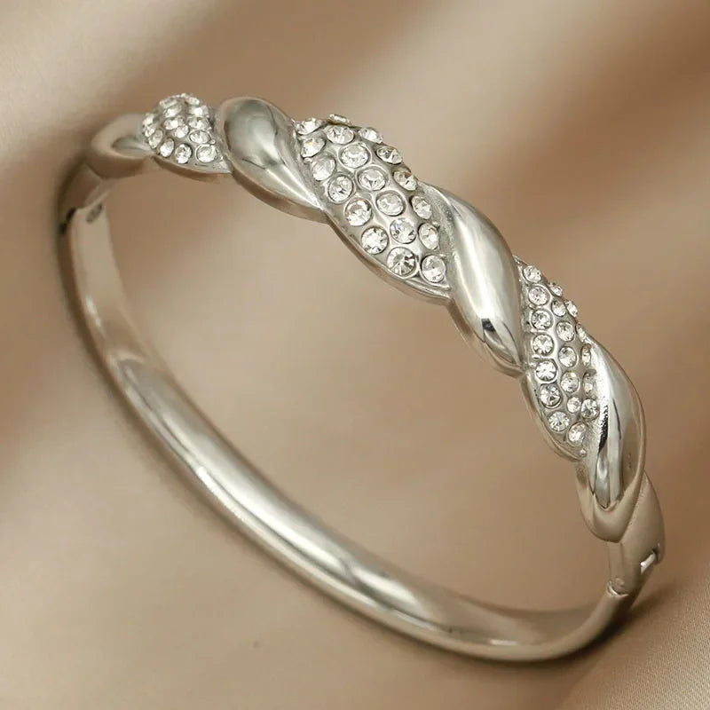 Brazalete de cristal de acero inoxidable EternaKnot