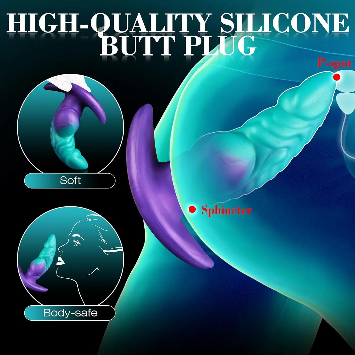 Tapones anales suaves y portátiles anticaídas de silicona líquida para masaje de próstata, enormes tapones anales para entrenamiento anal, cómodos de llevar.