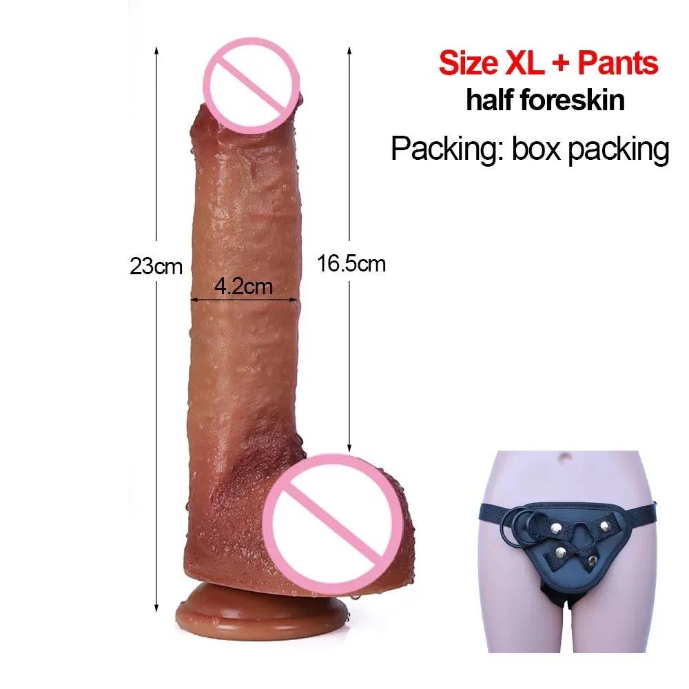 Consolador anal de silicona con correa grande y gruesa para pene, prepucio, masturbador, juguetes eróticos para adultos, para mujeres, hombres y niñas, tienda erótica.