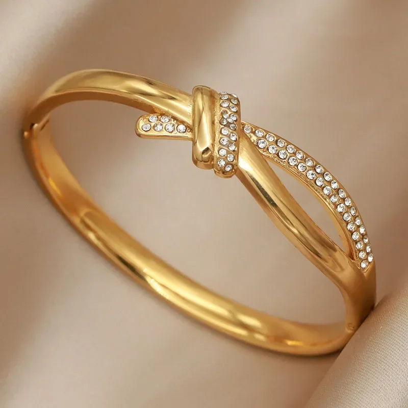 Brazalete de cristal de acero inoxidable EternaKnot
