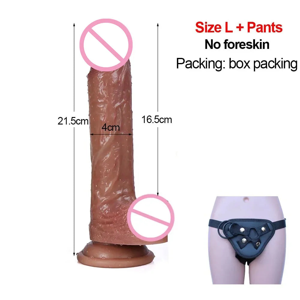 Consolador anal de silicona con correa grande y gruesa para pene, prepucio, masturbador, juguetes eróticos para adultos, para mujeres, hombres y niñas, tienda erótica.