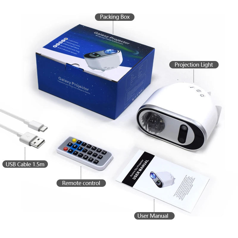 AuroraGlow Pro – Proyector de auroras boreales con luna y estrellas