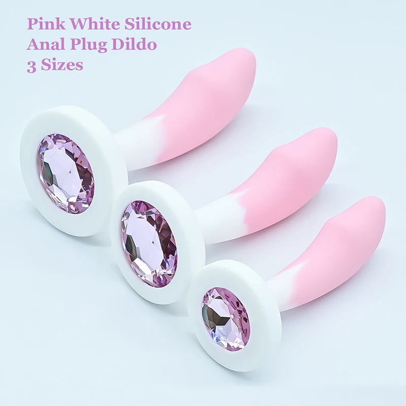 Tapón anal de silicona con base de cristal, juguete sexual para mujer, juguetes eróticos, juguetes anales, entrenador anal, juguetes para adultos, consolador anal, tienda erótica.