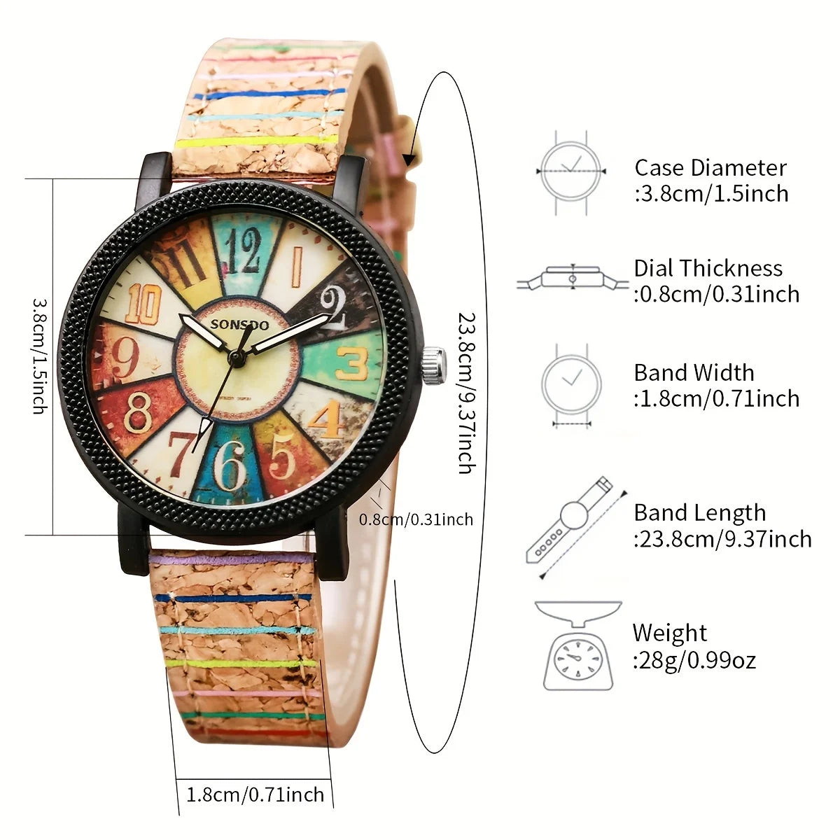 Vintage Leather Watch & Rope Bracelet Set