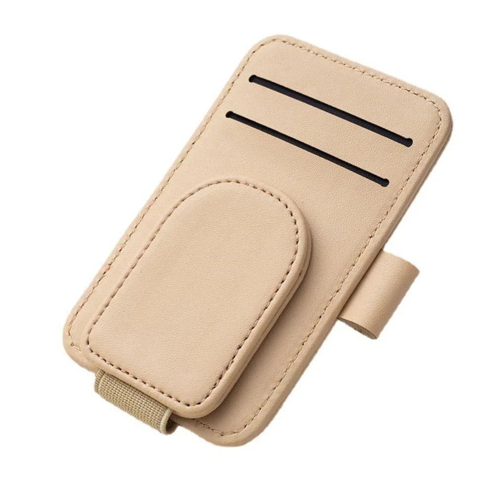 LuxClip™ – Multifunctional Leather Sun Visor Glasses & Ticket Holder