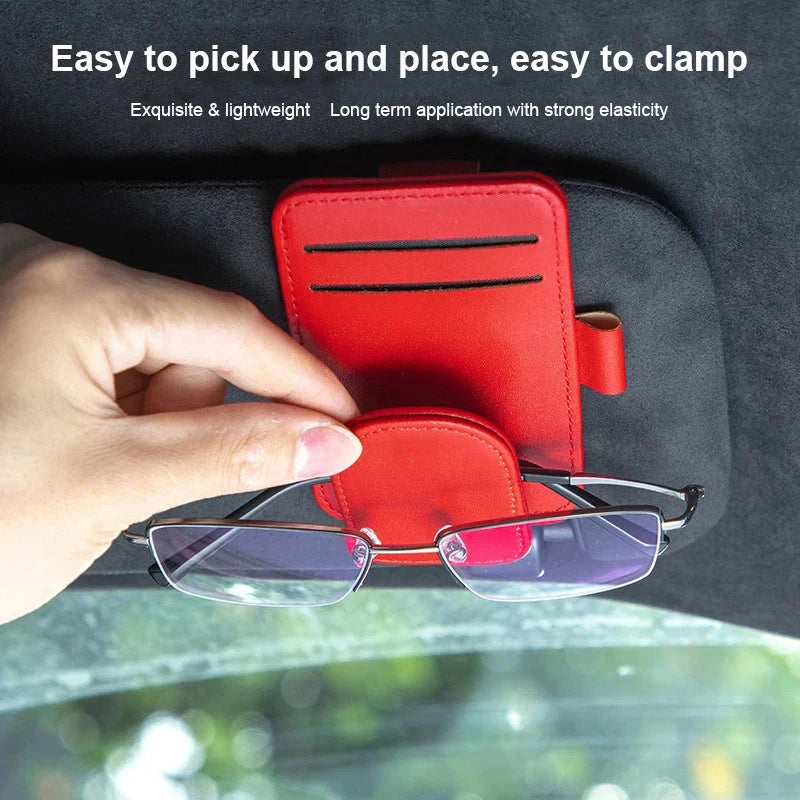 LuxClip™ – Multifunctional Leather Sun Visor Glasses & Ticket Holder
