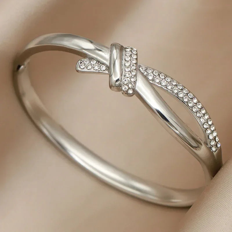 Brazalete de cristal de acero inoxidable EternaKnot