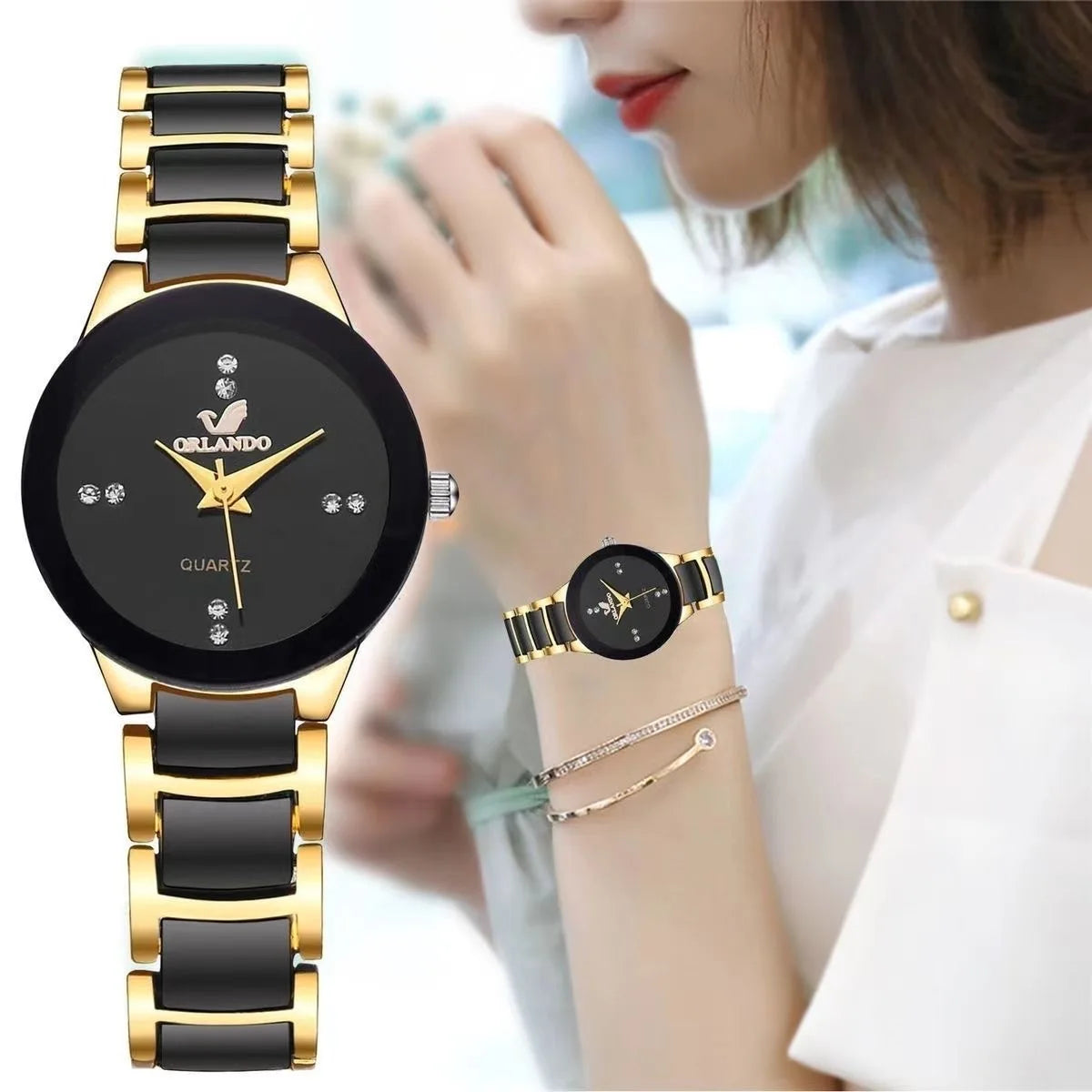 Reloj de moda para mujer con diamantes de imitación: un toque de glamour en cada segundo.