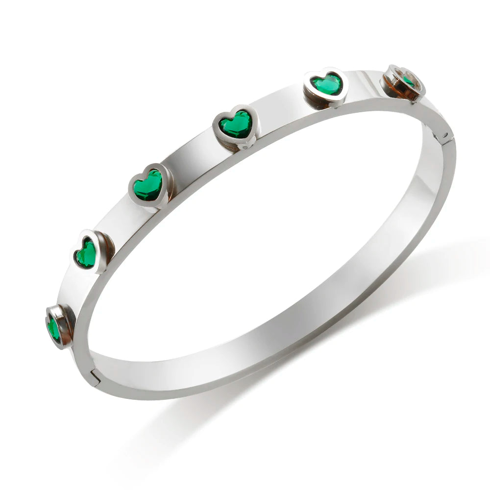 Pulsera de corazón de circonitas de colores: un brillo que habla de amor.