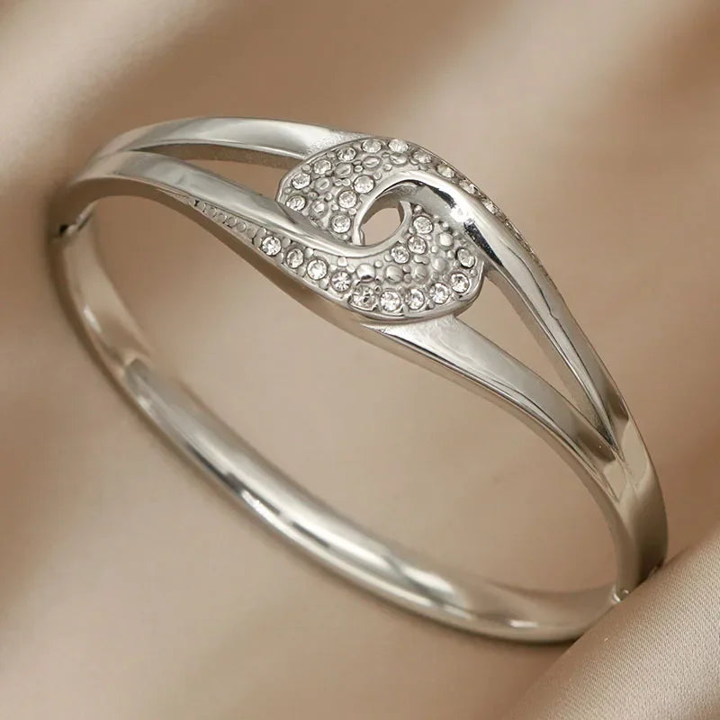 Brazalete de cristal de acero inoxidable EternaKnot