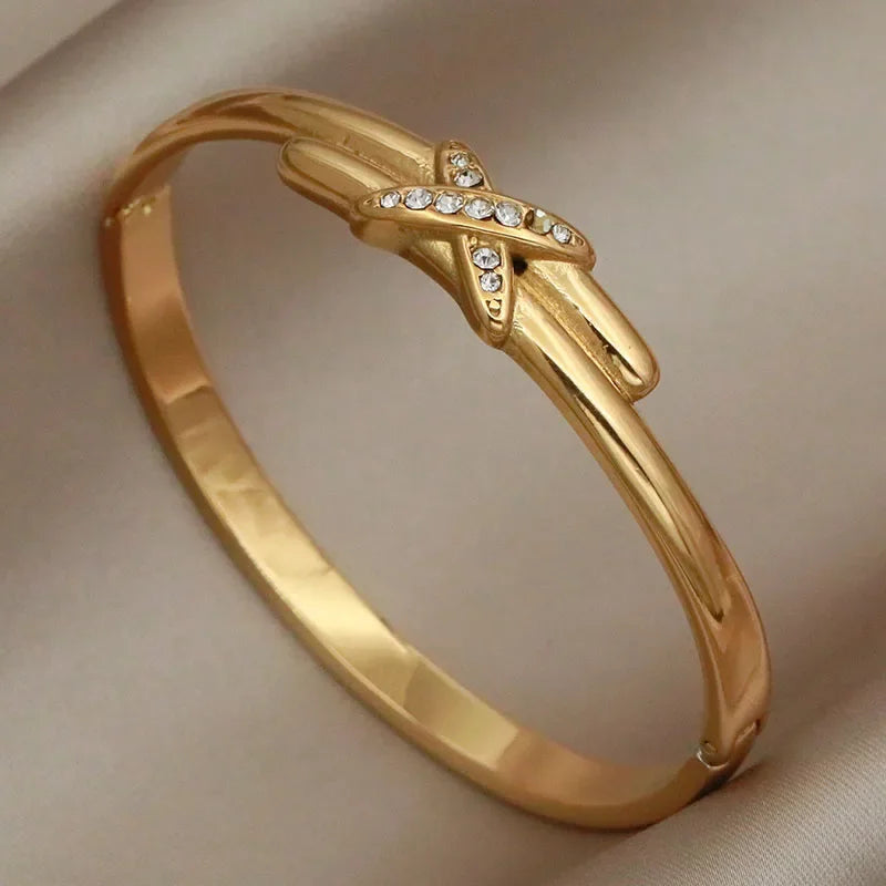 Brazalete de cristal de acero inoxidable EternaKnot