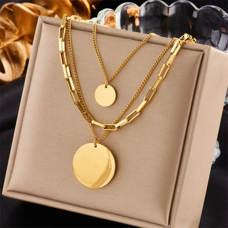 Collar con colgante de acero inoxidable 3 en 1 AuroraLayer