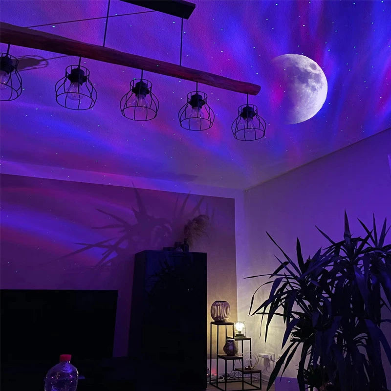 AuroraGlow Pro – Proyector de auroras boreales con luna y estrellas