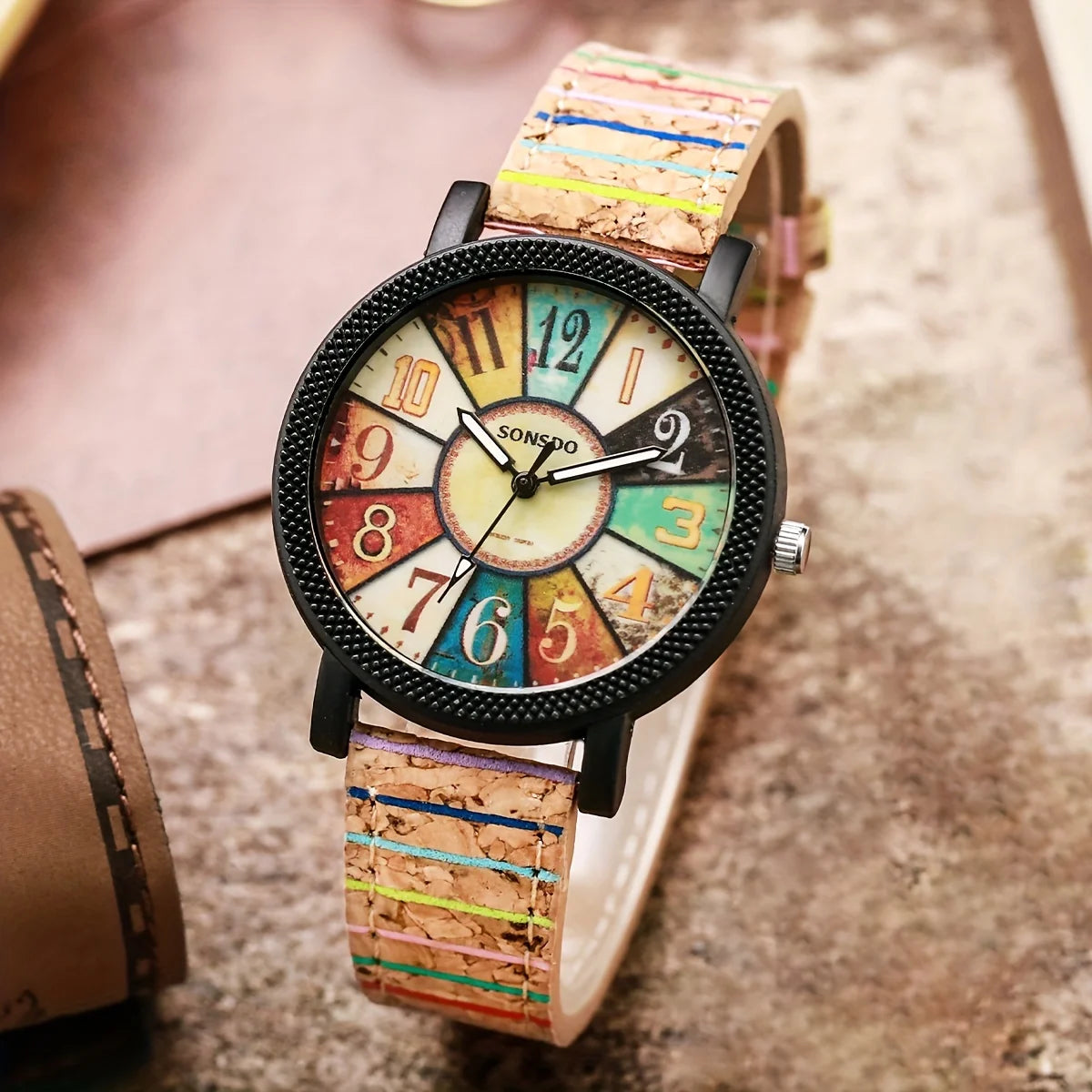 Vintage Leather Watch & Rope Bracelet Set