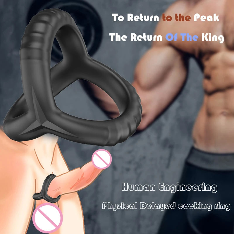 Anillo de silicona negra para el pene, retardante de la eyaculación, anillo de bloqueo de semen, anillo reutilizable para el pene, anillo para hombres, juguetes sexuales para parejas, sexshop