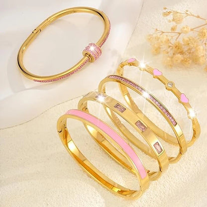 💖 LoveLayers – Conjunto de brazaletes apilables de corazón dorado 💖 