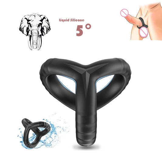 Anillo de silicona negra para el pene, retardante de la eyaculación, anillo de bloqueo de semen, anillo reutilizable para el pene, anillo para hombres, juguetes sexuales para parejas, sexshop