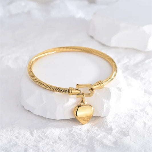 Pulsera de acero inoxidable dorado HeartGlow 