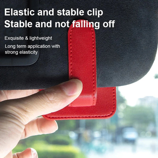 LuxClip™ – Multifunctional Leather Sun Visor Glasses &amp; Ticket Holder