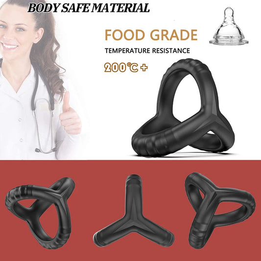 Anillo de silicona negra para el pene, retardante de la eyaculación, anillo de bloqueo de semen, anillo reutilizable para el pene, anillo para hombres, juguetes sexuales para parejas, sexshop