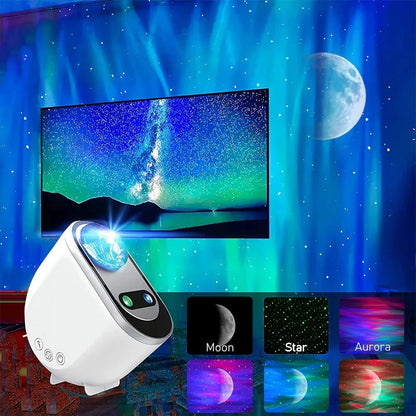 AuroraGlow Pro – Proyector de auroras boreales con luna y estrellas 