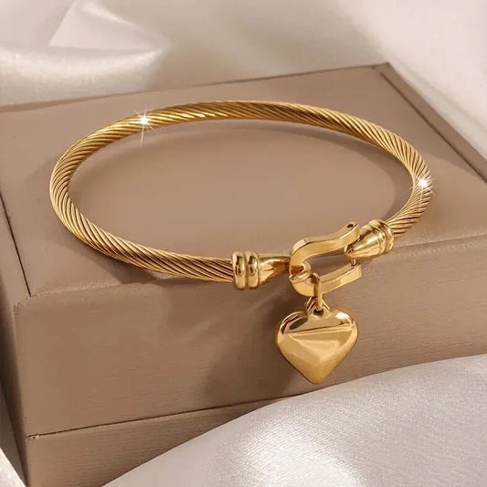 Pulsera de acero inoxidable dorado HeartGlow 