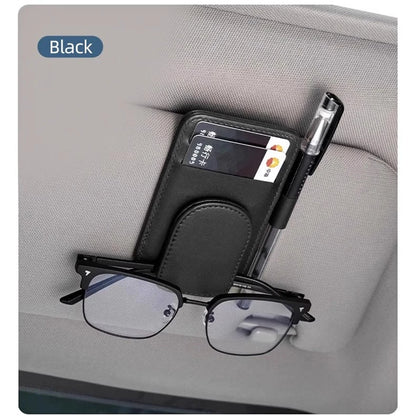 LuxClip™ – Multifunctional Leather Sun Visor Glasses &amp; Ticket Holder