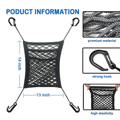 SafeNet™ – Elastic Car Storage Net &amp; Pet Barrier for Front Seats